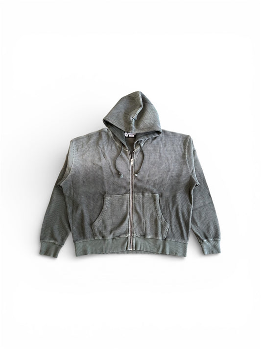 WAFFLE KNIT ZIP UP (PINE)