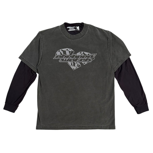 REVERSE DIAMOND L/S TEE (CHARCOAL/BLACK)